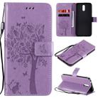 For Nokia 2.3 Tree & Cat Embossed Pattern Horizontal Flip Leather Case with Holder & Card Slots & Wallet & Lanyard(Light Purple) - 1
