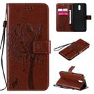 For Nokia 2.3 Tree & Cat Embossed Pattern Horizontal Flip Leather Case with Holder & Card Slots & Wallet & Lanyard(Coffee) - 1