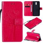 For Nokia 2.3 Tree & Cat Embossed Pattern Horizontal Flip Leather Case with Holder & Card Slots & Wallet & Lanyard(Rose Red) - 1