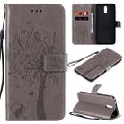 For Nokia 2.3 Tree & Cat Embossed Pattern Horizontal Flip Leather Case with Holder & Card Slots & Wallet & Lanyard(Grey) - 1