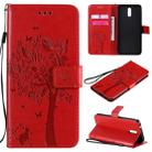 For Nokia 2.3 Tree & Cat Embossed Pattern Horizontal Flip Leather Case with Holder & Card Slots & Wallet & Lanyard(Red) - 1
