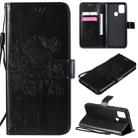 For Samsung Galaxy A21s Tree & Cat Embossed Pattern Horizontal Flip Leather Case with Holder & Card Slots & Wallet & Lanyard(Black) - 1