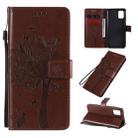 For Samsung Galaxy A31 Tree & Cat Embossed Pattern Horizontal Flip Leather Case with Holder & Card Slots & Wallet & Lanyard(Coffee) - 1