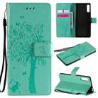 For Sony Xperia L4 Tree & Cat Embossed Pattern Horizontal Flip Leather Case with Holder & Card Slots & Wallet & Lanyard(Green) - 1