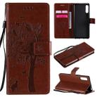 For Sony Xperia L4 Tree & Cat Embossed Pattern Horizontal Flip Leather Case with Holder & Card Slots & Wallet & Lanyard(Coffee) - 1
