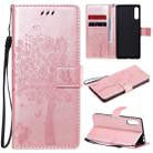 For Sony Xperia L4 Tree & Cat Embossed Pattern Horizontal Flip Leather Case with Holder & Card Slots & Wallet & Lanyard(Rose Gold) - 1