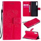 For Sony Xperia L4 Tree & Cat Embossed Pattern Horizontal Flip Leather Case with Holder & Card Slots & Wallet & Lanyard(Rose Red) - 1