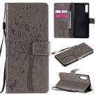 For Sony Xperia L4 Tree & Cat Embossed Pattern Horizontal Flip Leather Case with Holder & Card Slots & Wallet & Lanyard(Grey) - 1