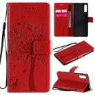 For Sony Xperia L4 Tree & Cat Embossed Pattern Horizontal Flip Leather Case with Holder & Card Slots & Wallet & Lanyard(Red) - 1