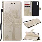 For Sony Xperia L4 Tree & Cat Embossed Pattern Horizontal Flip Leather Case with Holder & Card Slots & Wallet & Lanyard(Gold) - 1