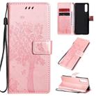 For Sony Xperia 10 II Tree & Cat Embossed Pattern Horizontal Flip Leather Case with Holder & Card Slots & Wallet & Lanyard(Rose Gold) - 1