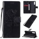 For Sony Xperia 10 II Tree & Cat Embossed Pattern Horizontal Flip Leather Case with Holder & Card Slots & Wallet & Lanyard(Black) - 1