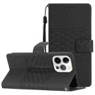 For iPhone 15 Pro Diamond Embossed Skin Feel Leather Phone Case(Black) - 1