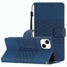 For iPhone 15 Diamond Embossed Skin Feel Leather Phone Case(Dark Blue) - 1