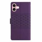 For iPhone 16 Diamond Embossed Skin Feel Leather Phone Case(Purple) - 3