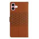 For iPhone 16 Plus Diamond Embossed Skin Feel Leather Phone Case(Brown) - 3