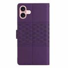 For iPhone 16 Plus Diamond Embossed Skin Feel Leather Phone Case(Purple) - 3