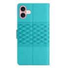 For iPhone 16 Plus Diamond Embossed Skin Feel Leather Phone Case(Blue) - 3