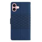 For iPhone 16 Plus Diamond Embossed Skin Feel Leather Phone Case(Dark Blue) - 3