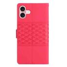 For iPhone 16 Plus Diamond Embossed Skin Feel Leather Phone Case(Red) - 3