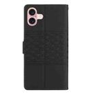 For iPhone 16 Plus Diamond Embossed Skin Feel Leather Phone Case(Black) - 3