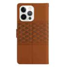 For iPhone 16 Pro Diamond Embossed Skin Feel Leather Phone Case(Brown) - 3