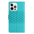 For iPhone 16 Pro Diamond Embossed Skin Feel Leather Phone Case(Blue) - 3