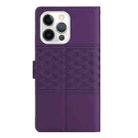 For iPhone 16 Pro Max Diamond Embossed Skin Feel Leather Phone Case(Purple) - 3