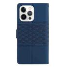 For iPhone 16 Pro Max Diamond Embossed Skin Feel Leather Phone Case(Dark Blue) - 3