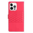 For iPhone 16 Pro Max Diamond Embossed Skin Feel Leather Phone Case(Red) - 3