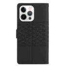 For iPhone 16 Pro Max Diamond Embossed Skin Feel Leather Phone Case(Black) - 3