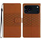 For iPhone 17 Pro Diamond Embossed Skin Feel Leather Phone Case(Brown) - 1