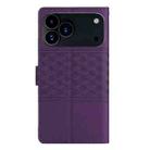 For iPhone 17 Pro Diamond Embossed Skin Feel Leather Phone Case(Purple) - 3