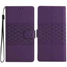 For iPhone 17 Pro Max Diamond Embossed Skin Feel Leather Phone Case(Purple) - 1
