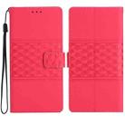 For iPhone 17 Pro Max Diamond Embossed Skin Feel Leather Phone Case(Red) - 1