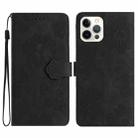 For iPhone 14 Pro Max Flower Embossing Pattern Leather Phone Case(Black) - 1