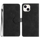 For iPhone 13 Flower Embossing Pattern Leather Phone Case(Black) - 1