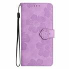 For iPhone 16 Flower Embossing Pattern Leather Phone Case(Purple) - 2
