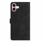 For iPhone 16 Plus Flower Embossing Pattern Leather Phone Case(Black) - 3