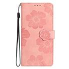 For iPhone 16 Pro Flower Embossing Pattern Leather Phone Case(Pink) - 2