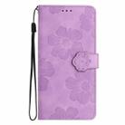 For iPhone 16 Pro Max Flower Embossing Pattern Leather Phone Case(Purple) - 2