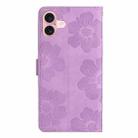 For iPhone 17 Flower Embossing Pattern Leather Phone Case(Purple) - 3