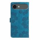 For iPhone 17 Air Flower Embossing Pattern Leather Phone Case(Blue) - 3