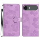 For iPhone 17 Air Flower Embossing Pattern Leather Phone Case(Purple) - 1