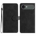 For iPhone 17 Air Flower Embossing Pattern Leather Phone Case(Black) - 1