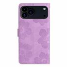 For iPhone 17 Pro Flower Embossing Pattern Leather Phone Case(Purple) - 3