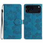 For iPhone 17 Pro Max Flower Embossing Pattern Leather Phone Case(Blue) - 1