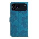 For iPhone 17 Pro Max Flower Embossing Pattern Leather Phone Case(Blue) - 3