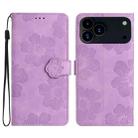 For iPhone 17 Pro Max Flower Embossing Pattern Leather Phone Case(Purple) - 1