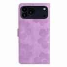 For iPhone 17 Pro Max Flower Embossing Pattern Leather Phone Case(Purple) - 3